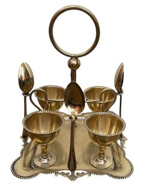VINTAGE EPNS Edwardian Art Deco silver-plated egg cruet set